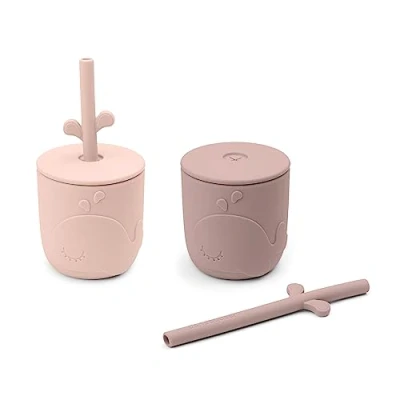 Image of Done by Deer Peekaboo Straw Cup 2 Pack Wally Powder Toddler Cups with Straws Spill Proof, Shatterproof, and Dishwasher Safe