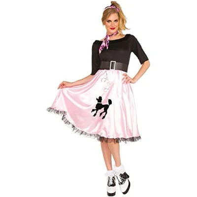 Image of Bristol Novelty 820530S000 Sock Hop Sally Costume Set Adult Fancy Dress, Women, Black, UK 8 10
