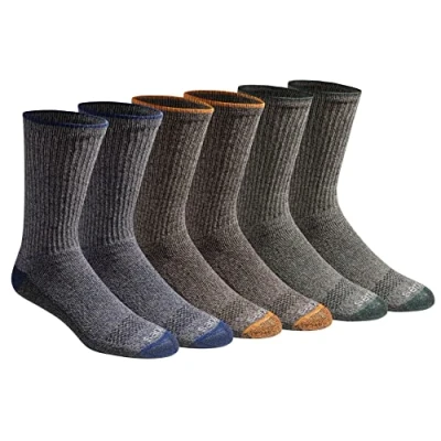 Image of Dickies Men&#039;s Multi Pack Dri Tech Moisture Control Crew Socks, Heathered Colored (6 Pair), Shoe Size: 6 12
