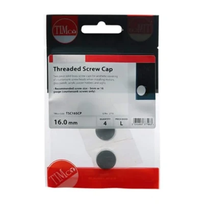 Image of TIMCO Threaded Screw Caps Solid Brass Satin Chrome 16mm