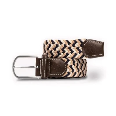 Image of Swole Panda Recycled Woven Adjustable Belt Medium Blue &amp; Red Zigzag