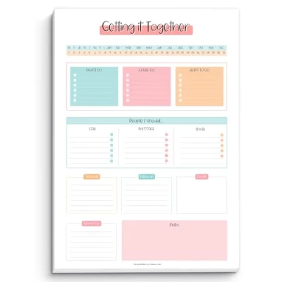 Image of Brain Dump Notepad, to Do List Desk Pad, Productivity Planner, ADHD Daily Planner 50 Undated Tear Away Sheets A4
