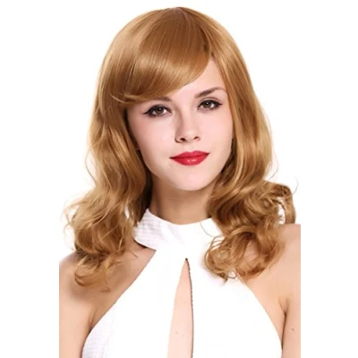 Image of Wig ME UP LHT 13 27 Lady Quality medium lengh straight curled tips ringlets strawberry blond