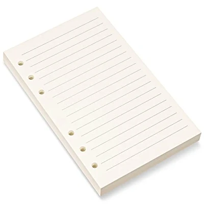 Image of Bidponds Filofax A6 Lined Paper Refill, 6 Holes Refill for Personal Organiser Ring Binder, 80 Sheets,10.5 x 16.9cm, Beige (1)
