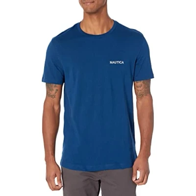 Image of Nautica Men&#039;s Short Sleeve Solid Crew Neck T Shirt, Estate Blue, S