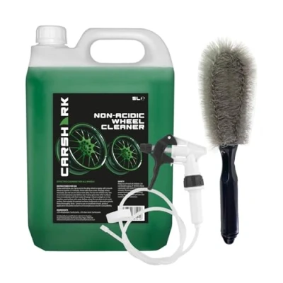 Image of CARSHARK Wheel Cleaning Kit, Non Acidic Cleaner 1 x 5 L, Long Hose Trigger and Brush (Black)