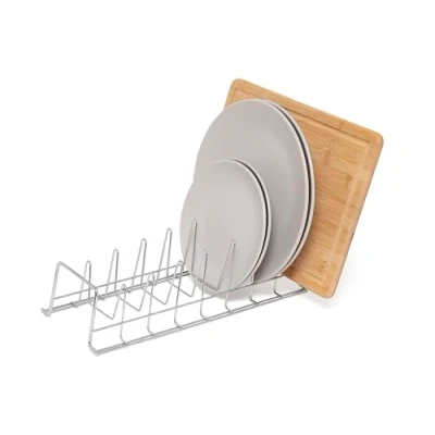Image of simplywire Plate/Baking Tray/Pan Lid Rack Kitchen Cupboard Storage Organiser Chrome