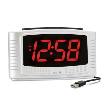 Image of Acctim Vina Large Red LCD Display Digital Mains Alarm Clock