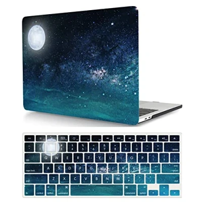 Image of Laptop Hard Shell Case Compatible with MacBook Pro 15 inch Touch Bar and ID 2019 2018 2017 2016 Release Model A1707 A1990, Cover &amp; Keyboard Cover, moon stars