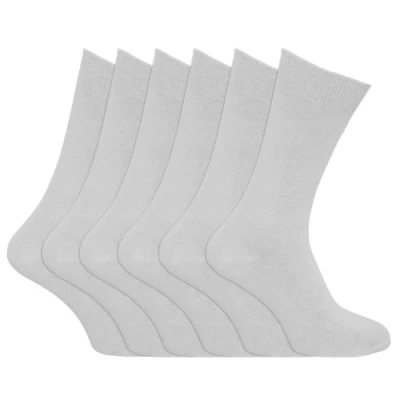 Image of Mens plain 100% cotton socks (Pack of 6) (Mens 6 11) (White)