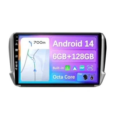 Image of JOYX [6G+128G] Android 13 Car Stereo For Peugeot 2008 208 (2012 2018) Wireless Carplay/Android Auto Camera &amp; MIC IPS 10.1 Inch 2 Din DSP Steering Wheel WiFi 4G BT DAB Fast boot 360