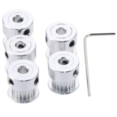 Image of Fudeshe 5Pcs 20 Teeth 5mm Bore GT2 Synchronous Wheel,with 1 Allen Wrench Timing Pulleys,GT2 Idler Pulleys Kit Belt Wheel for 3D Printer