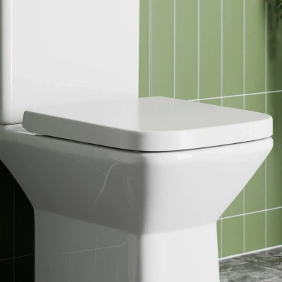Image of Affine Brittany Soft Close Square Toilet Seat Top Fix White