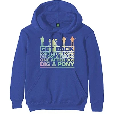 Image of The Beatles Hoodie Get Back Gradient Logo Official Mens Royal Blue Pullover M