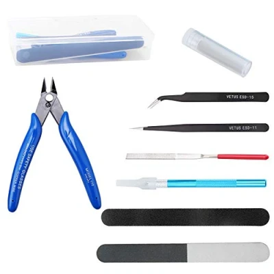 Image of WiMas 9PCS Universal Gundam Model Tools Kit, Hobby Building Craft Set with A Plastic Box for Basic Repairing and Fixing