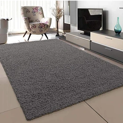 Image of SANAT Modern Living Room Rug High Pile Grey Size: 120 x 170 cm