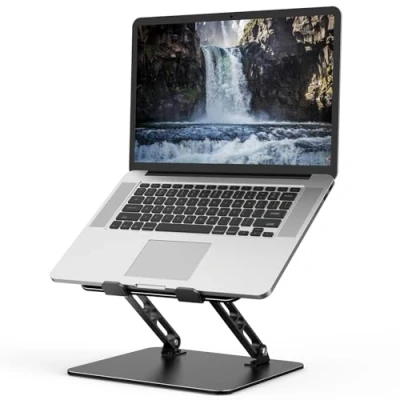 Image of Nayka Adjustable Laptop Stand for Desk, Metal Foldable Riser, Portable Holder Mount, Ventilated Cooling Computer Notebook Compatible with 10 15.6 Laptops