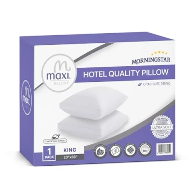 Image of Mastertex Cooling Bed Pillows 100% Cotton Top, Down Alternative Fiber Fill, Hypoallergenic and Breathable Pillow for Sleeping (Queen 2Pack VP)