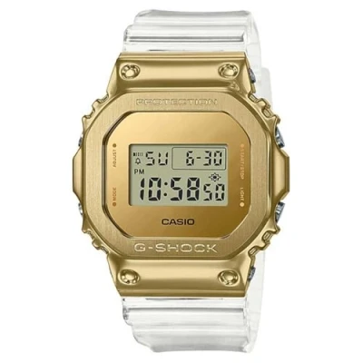 Image of Casio Gents 50.00mm Quartz Watch with Gold Digital dial and White Plastic/Resin Strap GM 5600SG 9ER