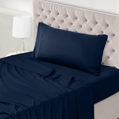 Image of Utopia Bedding 3 Piece Bed Sheet Set Single, Black Fitted Sheet, Flat with 1 Pillow Case 50x75 Wrinkle, Shrinkage and Fade Resistant Soft Brushed Polyester Microfiber Fabric