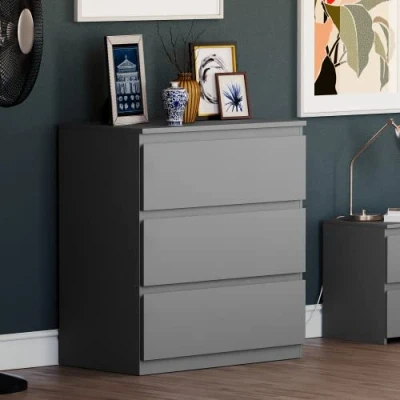 Image of Vida Designs Denver Drawer Chests (Grey, 3 Drawer)