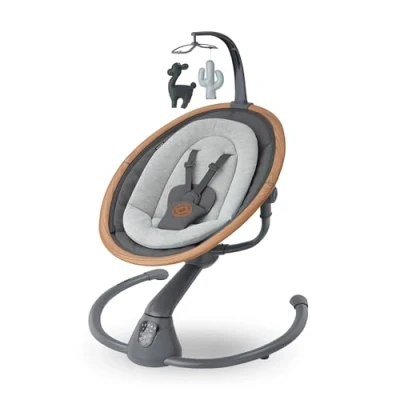 Image of Maxi Cosi Cassia Electric Baby Swing Chair, 06 Months, max 9kg, Rocker, 12 melodies, 360 Seat Rotation, Automatic Motion Detection, 5 Swinging Speeds, 2 Recline Positions, Essential Graphite