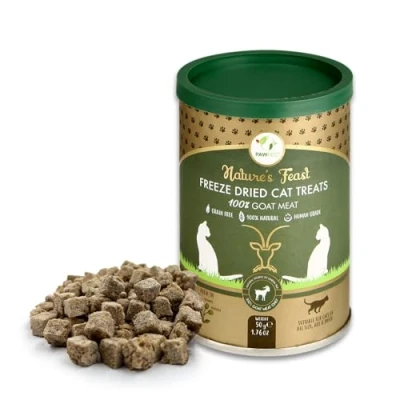 Image of Pawfect Nature&#039;s Feast Freeze Dried Cat Treats 100% Natural Goat Treat Single Ingredient Grain Free Food Topper for Cats (50g/1.76oz)