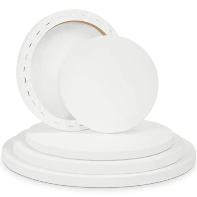 Image of Belle Vous 5 Pack Round Blank Canvas Set Assorted Sizes Pre Stretched Circle Panel Boards Suitable for Acrylic and Oil Painting Also Sketching Drawing