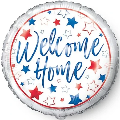 Image of Unique 53881 Foil Welcome Home Balloon 45 cm Red, White and Blue Design, Multicolour, 45cm