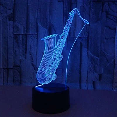 Image of 3D Musical Instrument Sax Night Light Lamp 7 Color Change LED Touch USB Table Gift Kids Toys Decor Decorations Christmas Valentines Birthday