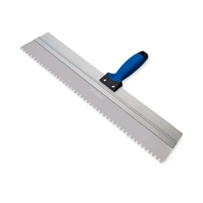 Image of REFINA Serrated Spatula for Base Coats &amp; Monocouche 24&quot; (600mm) Stainless Steel w/ 6mm (C2) Square Notch Blade Ergonomic Grip Rendering Tools Reducing Air Pockets Levelling