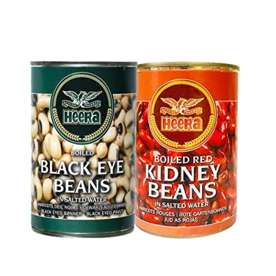 Image of Heera Beans Tin Combo Red Kidney 400G Black Eye High Protein Vegan Ready to Cook Indian Origin