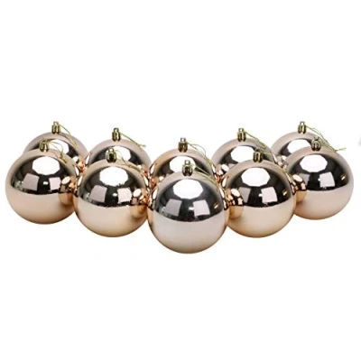 Image of Toyland® 10 Extra Large 100mm Colour Christmas Baubles Tree Decorations (Rosegold)