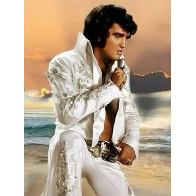 Image of JLANEZI 5D DIY Diamond Painting Elvis Embroidery Full Round Drill Cross Stitch Mosaic Decor Gift,A,30x40cm