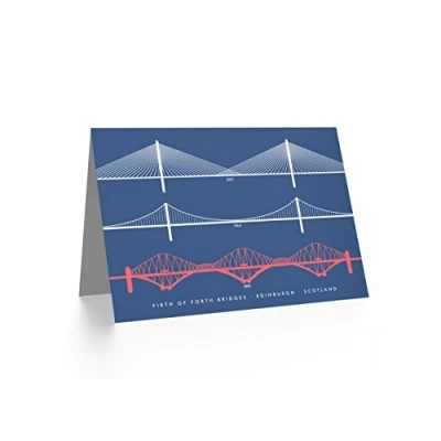 Image of Wee Blue Coo Firth Forth Bridges Edinburgh Scotland Queensferry Greetings Card
