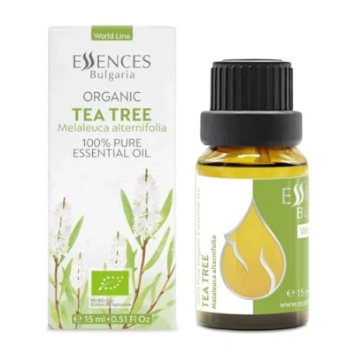 Image of Essences Bulgaria Organic Tea Tree Essential Oil 15ml Melaleuca Alternifolia 100% Pure and Natural Undiluted for Toenail Fungus, Dandruff Itchy Scalp Acne Skin Issues Aromatherapy Diffuser