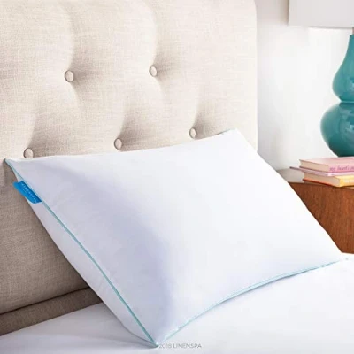 Image of Linenspa Shredded Memory Foam Pillow 70 x 40 cm with Cooling Gel Encasement Firm Bed Pillow, Support for Shoulder and Neck Removable Cotton Cover