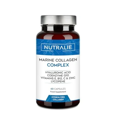 Image of Marine Collagen Pure Hydrolysed Hyaluronic Acid + Q10 VIT C E Skin Joints Hair Award 2023 High Strength Supplements for Women &amp; Men Complex 60 Capsules Nutralie