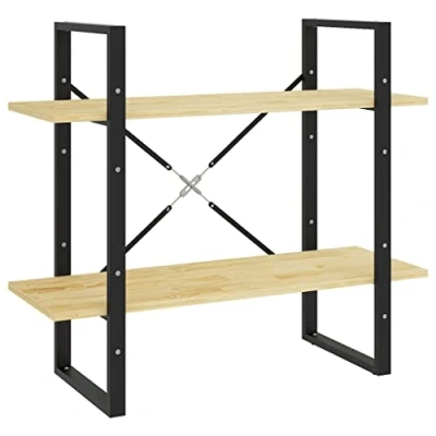 Image of vidaXL Solid Pine Wood 2 Tier Book Cabinet Home Office Living Room Furniture Wooden Storage Rack Organiser Bookcase Shelf Standing