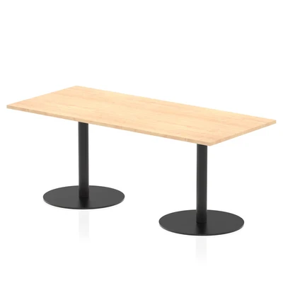 Image of Italia 1800 x 800mm Poseur Rectangular Table Maple Top 720mm High Black Leg