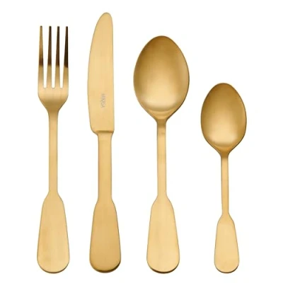 Image of Mikasa Soho Gold 16pc Stainless Steel Cutlery Set, Set for 4 Includes 4X Knives, Forks, Dessert Spoons and Teaspoons Dishwasher Safe