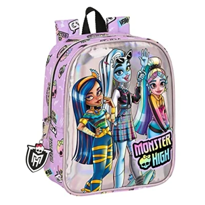 Image of SAFTA Monster High Children&#039;s Backpack, School Adaptable to Cart, Ideal for Nursery, Comfortable and Versatile, Quality Strength, 22 x 10 27 cm, Lilac, Estándar, Casual