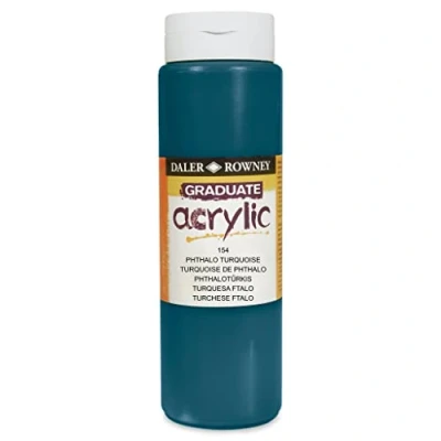 Image of Daler Rowney Graduate Acrylic Paint, Plastic Bottle, 16.91oz 500 ml, Phthalo Turquoise