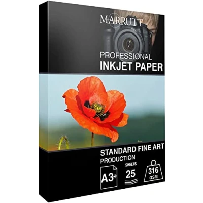 Image of Marrutt 316gsm Standard Fine Art Textured Inkjet Photo Paper: A3+ 25 Sheets (A3+ Sheets)