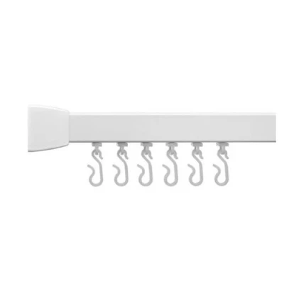 Image of Croydex Professional Profile 800 Straight Shower Rail with Hooks and Gliders, 213.5 cm, Silver