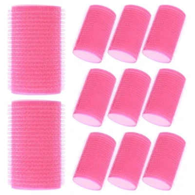 Image of KALLORY 12 Pieces Foam Sponge Hair Rollers,Soft Styling Curlers DIY Hairdressing Tools for Women Girls,Blue+Rosy(60mm)