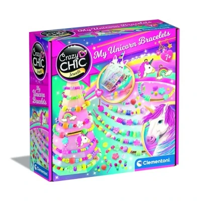 Image of Clementoni Creative set Crazy Chic My Unicorn Bracelets, Handmade Bracelets Kids, Making Kit, Friendship Jewellery For Children, Art And Craft, Gift Girl 7, 18792