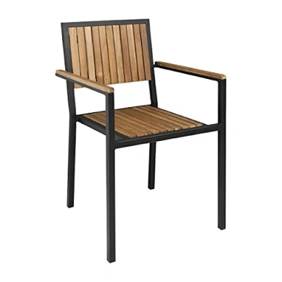Image of Bolero Steel &amp; Acacia Armchair (Pack of 4)