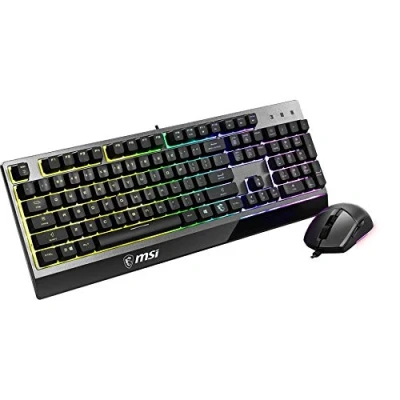 Image of MSI VIGOR GK30 COMBO Gaming Keyboard (UK Layout) + Mouse Bundle Mech Membrane Switches, 6 Zone RGB Lighting Keyboard, Dual Mouse, 5000 DPI Optical Sensor, Symmetrical