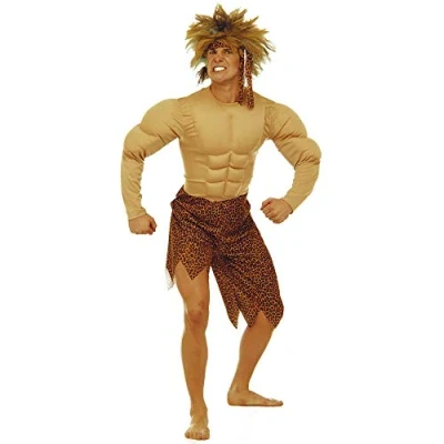 Image of Mens Jungle Man with Muscles Costume Large UK 42/44&quot; for Tropical Africa Indiana Fancy Dress